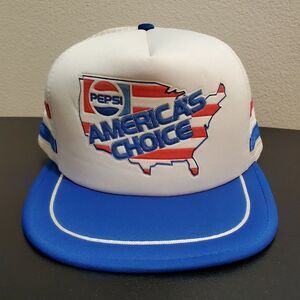 New Pepsi America's Choice 3‎ Stripe White Mesh Trucker Hat Men's Rare Vintage